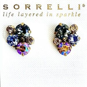 Sorrelli Crystal Stud Earrings Blues & Neutrals NWT